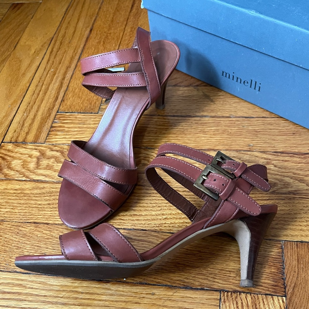 Minelli Leather Strappy Heels